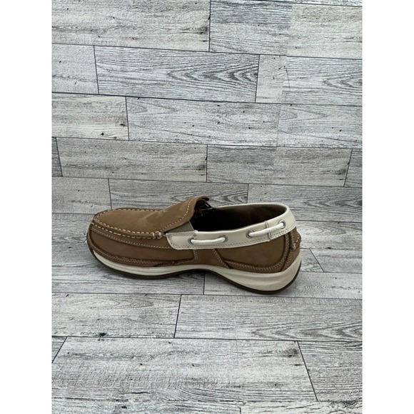 Rockport Works Women Tan‎ Leather Slip On Moccasin Work Shoes Size 7W